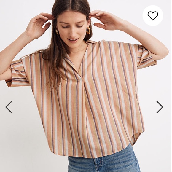 NWT Madewell Courier Button Back Shirt in Rainbow - Picture 2 of 8